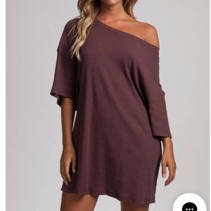 Kenisha Ribbed T-Shirt Dress - Mauve